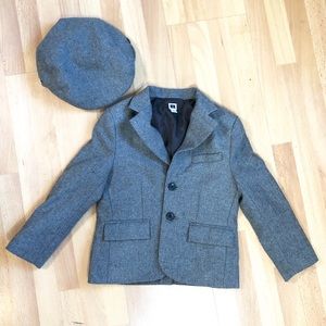 Janie and Jack Grey Wool Suite Jacket and Hat
